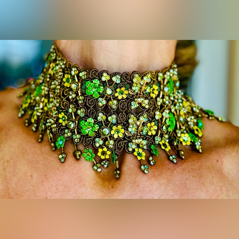 Michal Negrin choker green vintage necklace